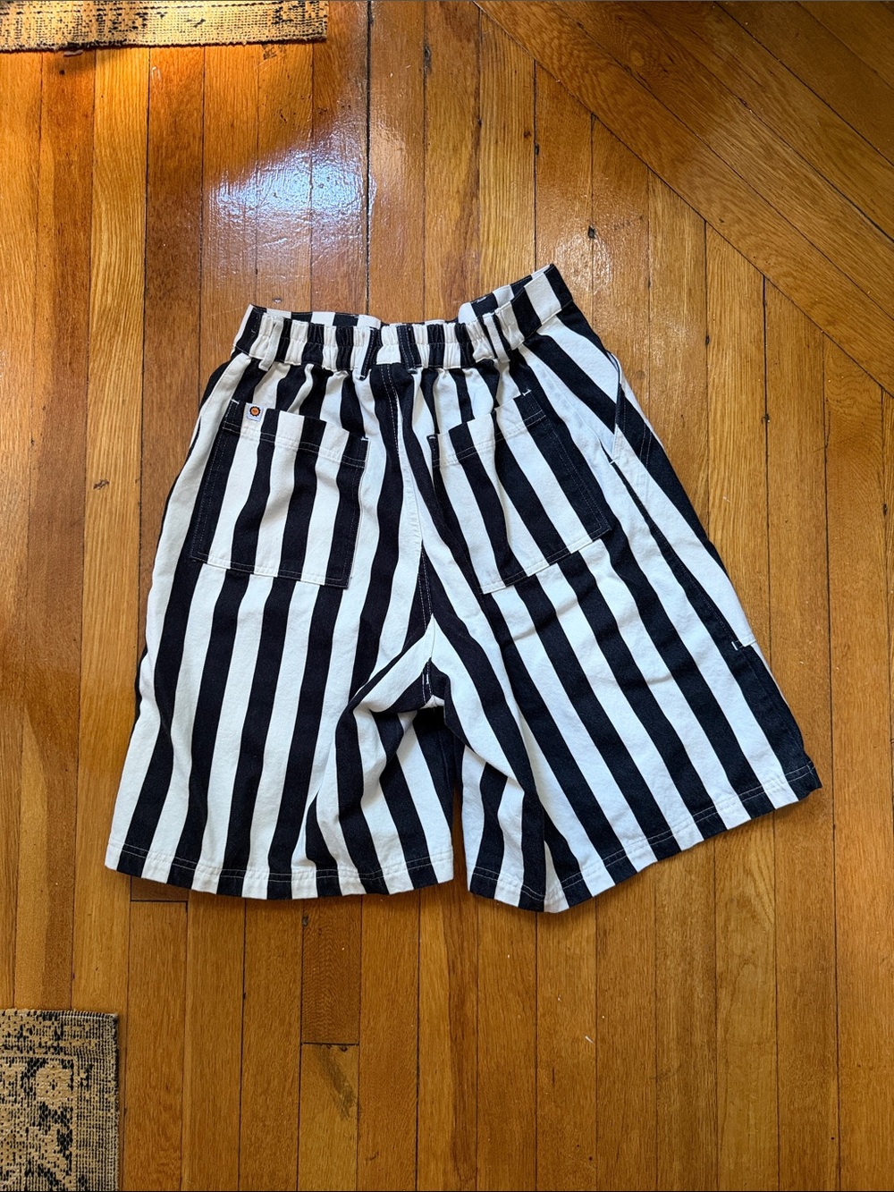 Big Bud Press Long Work Shorts Black and White Stripe Medium - Picture 7 of 9